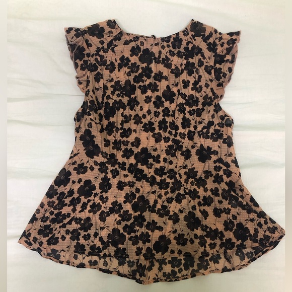 Portmans Tops - Cap-flutter sleeve black poppy and dusty pink light Portmans top